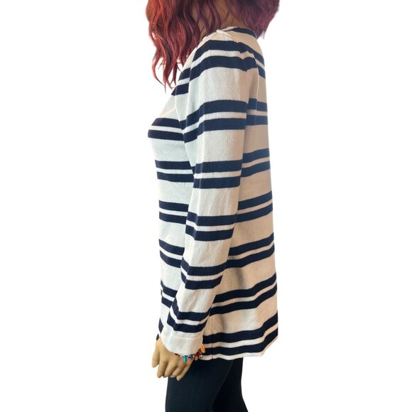 (5 for $25) J.Crew Boatneck Pullover Sweater in Ivory/Navy Stripe Size Small - Picture 3 of 5